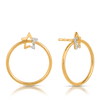 Diamond Star & Circle Drop Earrings in 9ct Yellow Gold - Wallace Bishop