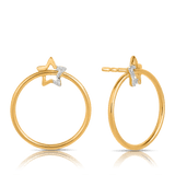 Diamond Star & Circle Drop Earrings in 9ct Yellow Gold - Wallace Bishop