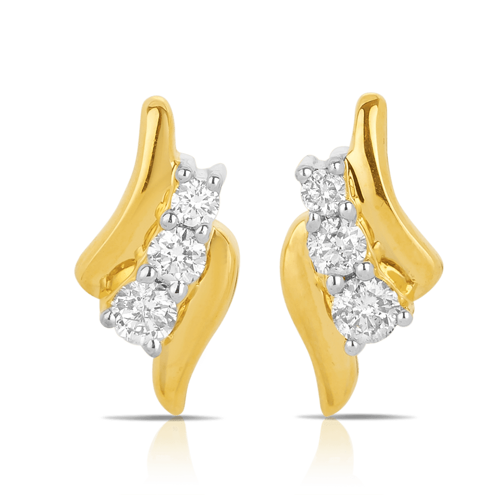 Diamond Stud Earrings in 9ct Yellow Gold TGW 0.16ct - Wallace Bishop