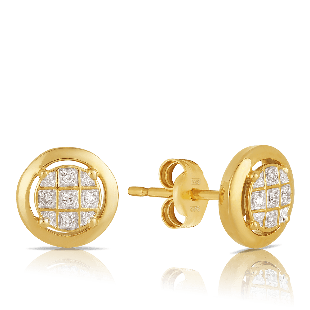 Diamond Stud Earrings in 9ct Yellow Gold - Wallace Bishop