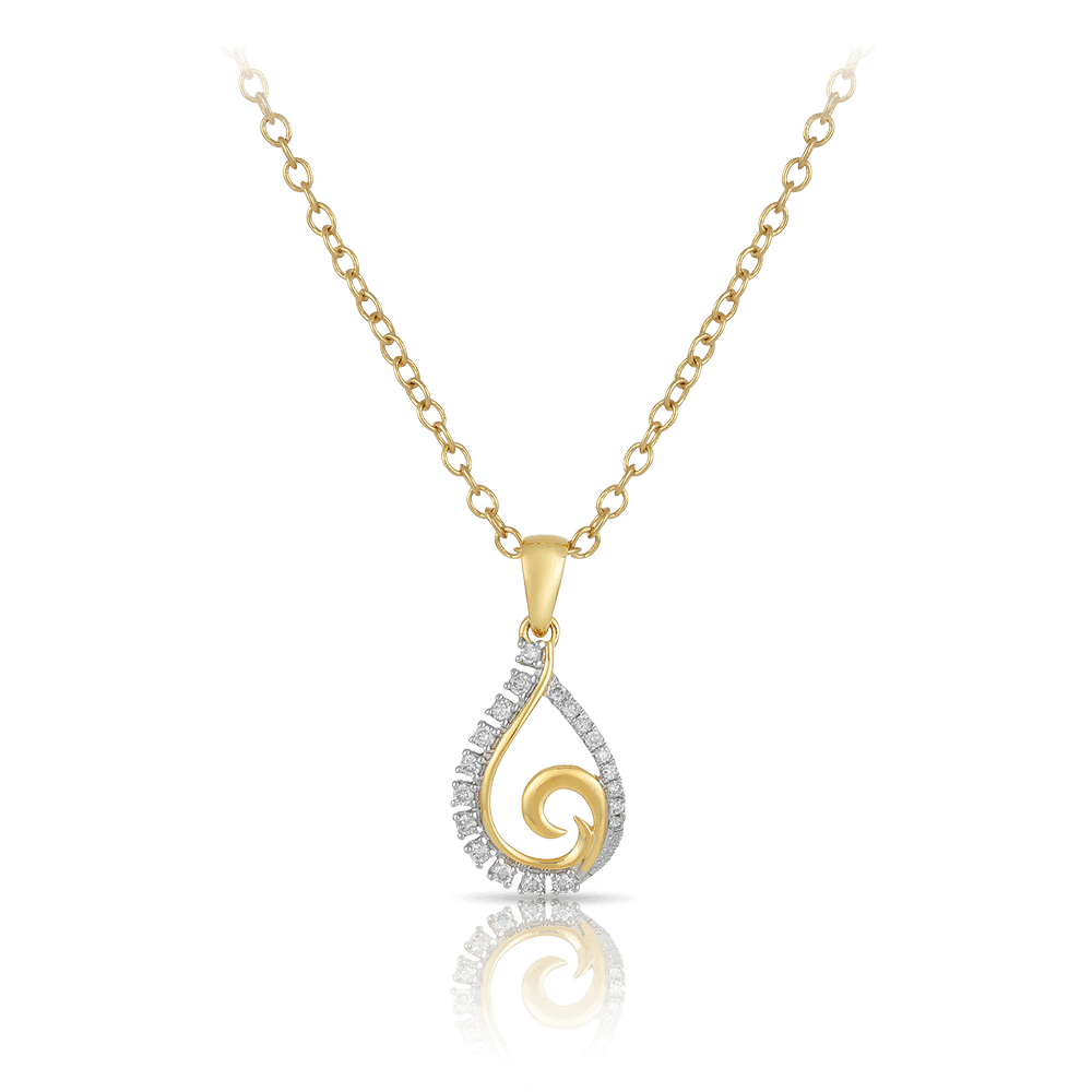 Diamond Swirl Pendant in 9ct Yellow and White Gold - Wallace Bishop