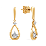 Diamond Tear Drop Earrings in 9ct Yellow & White Gold - Wallace Bishop