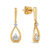 Diamond Tear Drop Earrings in 9ct Yellow & White Gold - Wallace Bishop