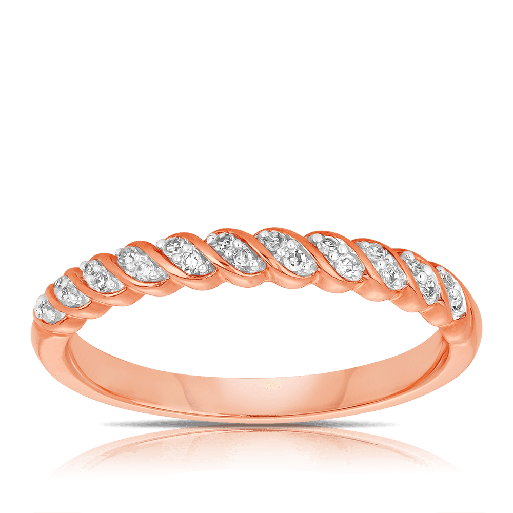 Diamond Wedding & Anniversary Twist Band in 9ct Rose Gold - Wallace Bishop