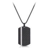 Dog Tag Pendant in Stainless Steel & Carbon Fibre - Wallace Bishop