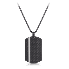 Dog Tag Pendant in Stainless Steel & Carbon Fibre - Wallace Bishop