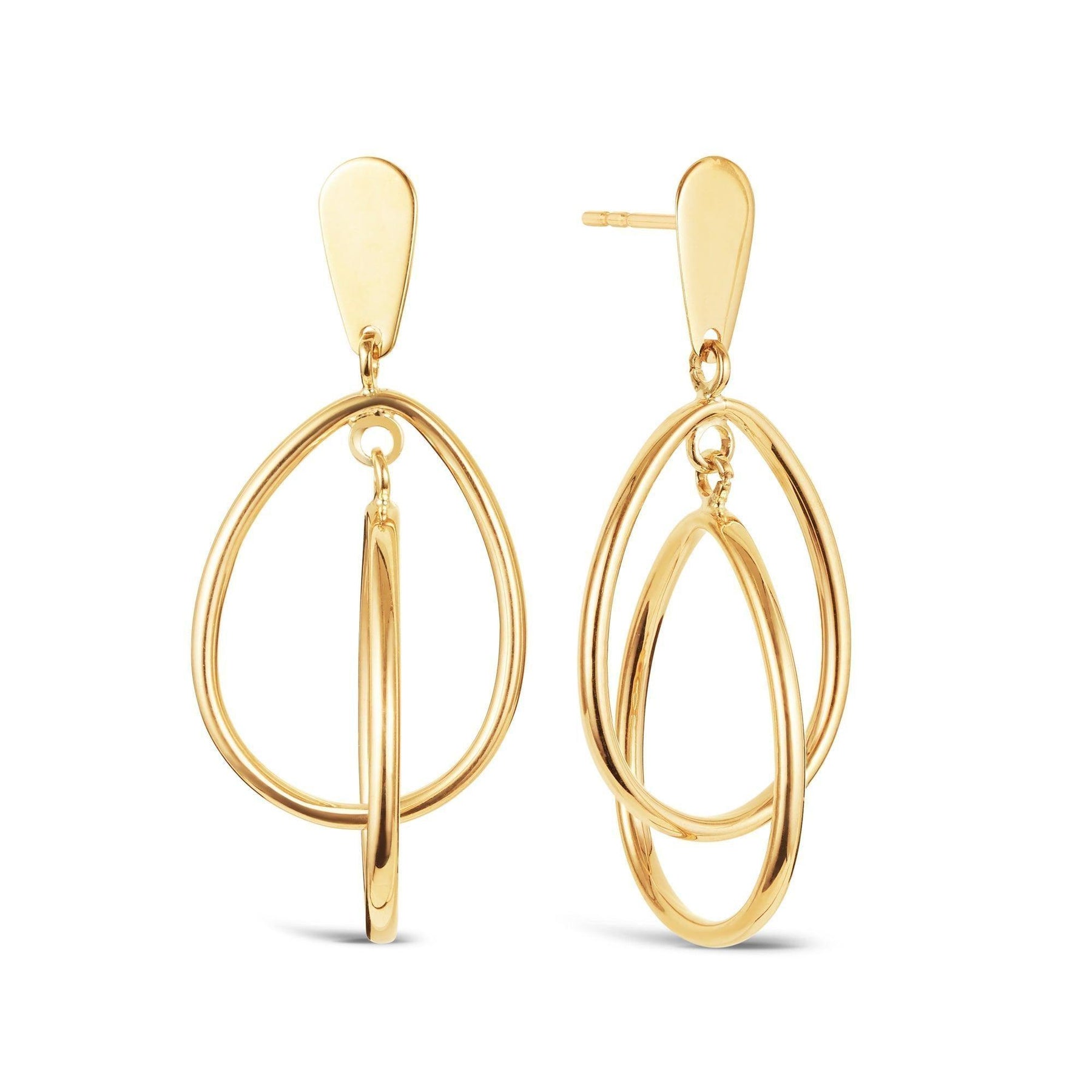 Double Pear Shape Drop Earrings in 9ct Yellow Gold - Wallace Bishop
