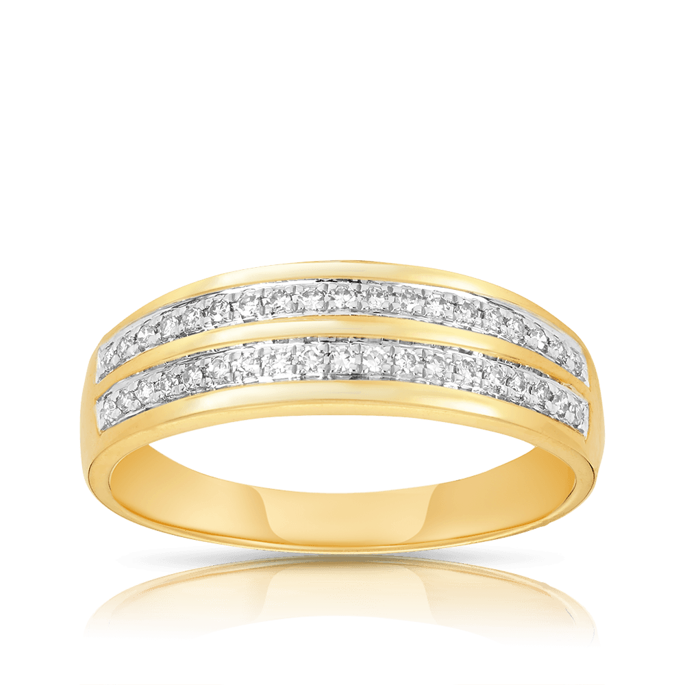 Double Row Diamond Band in 9t Yellow Gold TGW 0.15ct - Wallace Bishop