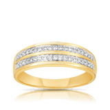 Double Row Diamond Band in 9t Yellow Gold TGW 0.15ct - Wallace Bishop