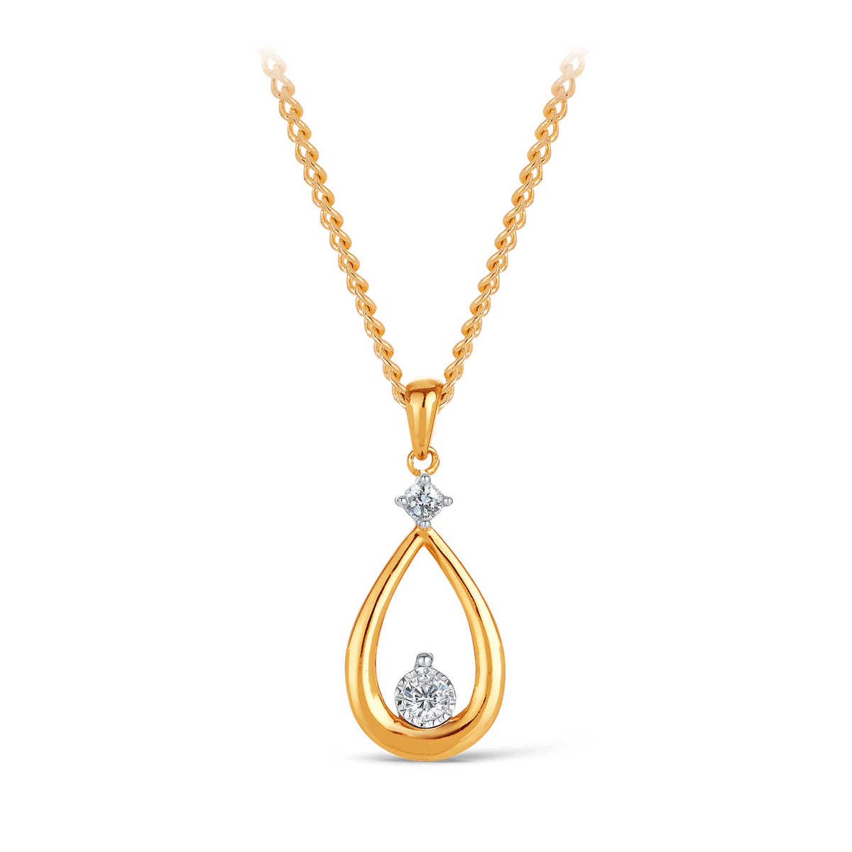 Drop Illusion & Claw Set Diamond Pear Pendant in 9ct Yellow and White Gold - Wallace Bishop