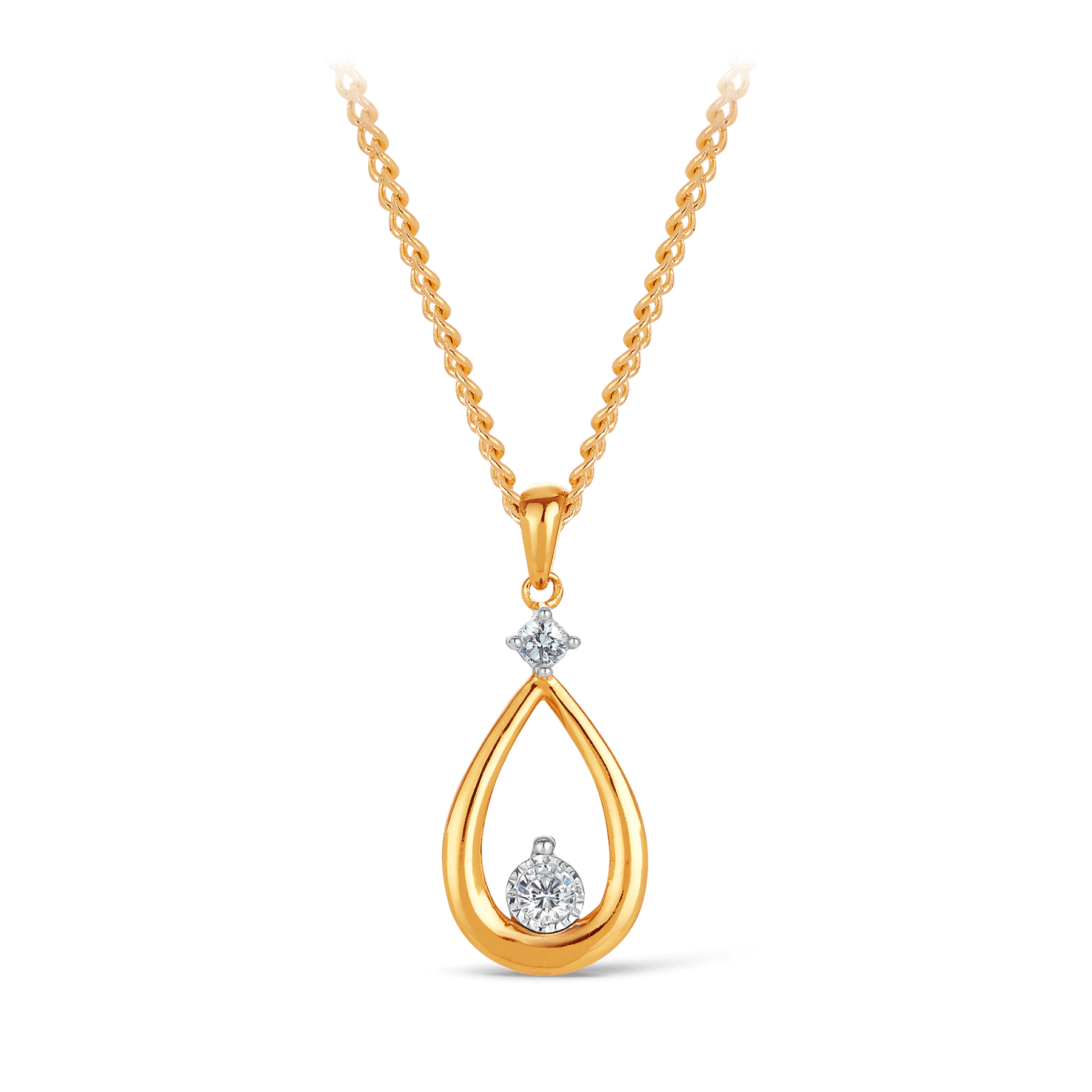 Drop Illusion & Claw Set Diamond Pear Pendant in 9ct Yellow and White Gold - Wallace Bishop