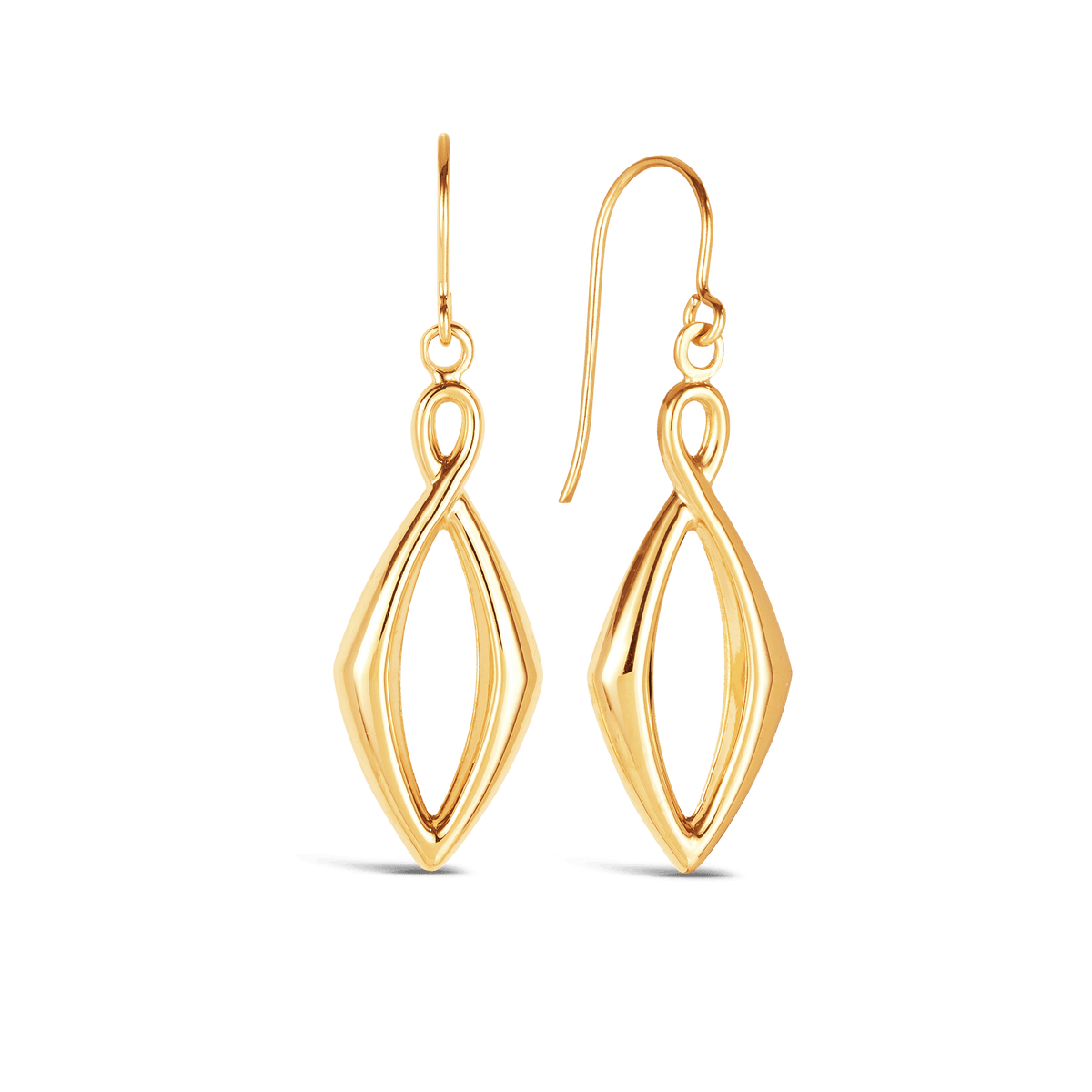Drop Twist Hollow Earrings in 9ct Yellow Gold - Wallace Bishop