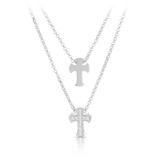 Duo Cross Layered Necklace in Sterling Silver - Wallace Bishop
