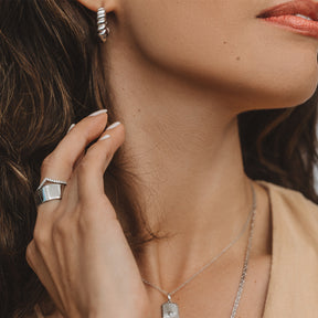 Croissant Hoops in Sterling Silver