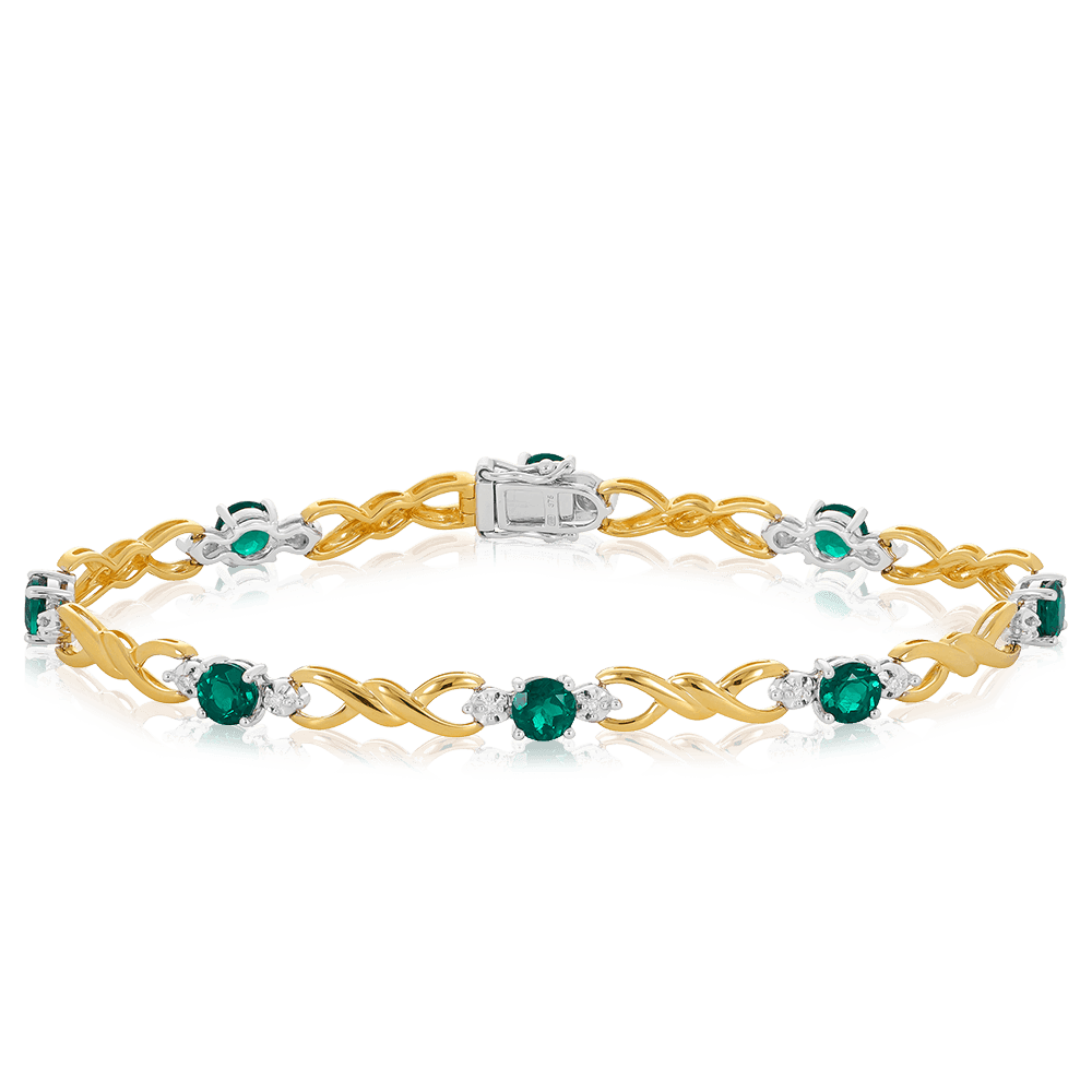 Emerald and Diamond Bracelet in 9ct Yellow and White Gold - Wallace Bishop