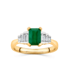 Emerald and Diamond Claw & Channel Set Ring in 9ct Yellow Gold - Wallace Bishop