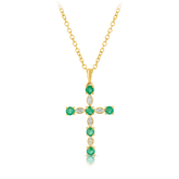 Emerald & Diamond Cross Pendant set in 9ct Yellow Gold - Wallace Bishop