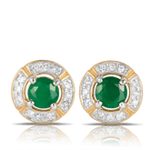 Emerald & Diamond Halo Stud Earrings in 9ct Yellow Gold - Wallace Bishop