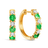 Emerald & Diamond Huggie Hoop Earrings in 9ct Yellow Gold - Wallace Bishop