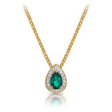 Emerald and Diamond Pendant Necklace in 9ct Yellow Gold - Wallace Bishop