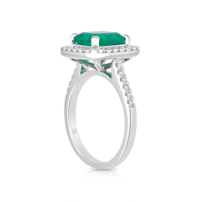 Emerald and Diamond Ring in 18ct White Gold - Wallace Bishop