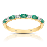 Emerald & Diamond Ring in 9ct Yellow Gold - Wallace Bishop
