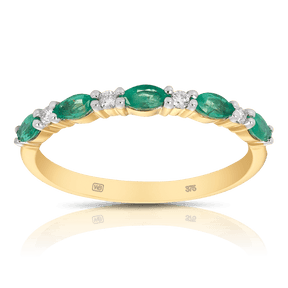 Emerald & Diamond Ring in 9ct Yellow Gold - Wallace Bishop