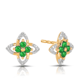Emerald & Diamond Star Stud Earrings in 9ct Yellow Gold - Wallace Bishop