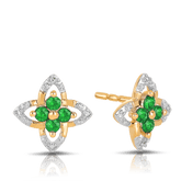 Emerald & Diamond Star Stud Earrings in 9ct Yellow Gold - Wallace Bishop