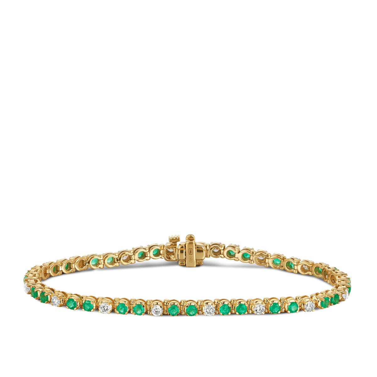Emerald & Diamond Tennis Bracelet in 9ct Yellow Gold - Wallace Bishop