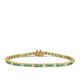 Emerald & Diamond Tennis Bracelet in 9ct Yellow Gold - Wallace Bishop