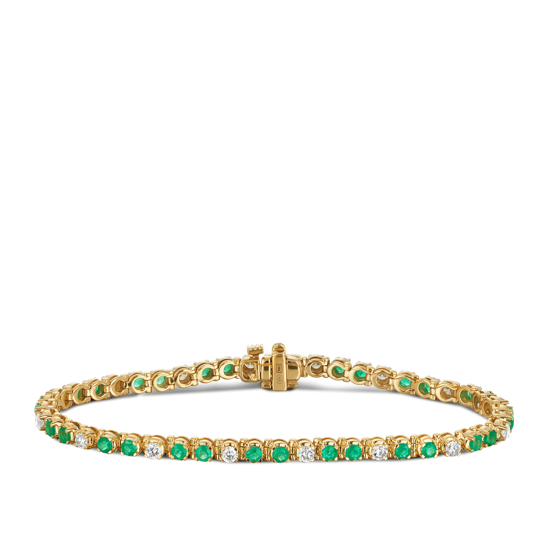 Emerald Diamond Tennis Bracelet in 9ct Yellow Gold