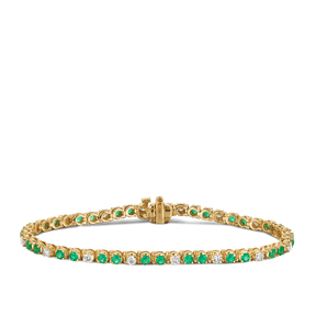 Emerald & Diamond Tennis Bracelet in 9ct Yellow Gold - Wallace Bishop