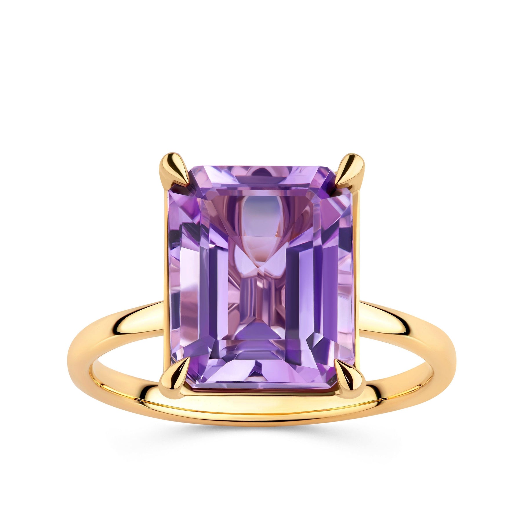 Emerald Cut Amethyst Cocktail Ring in 9ct Yellow Gold