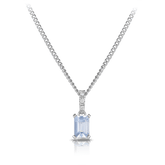 Emerald Cut Aquamarine Pendant in 9ct White Gold - Wallace Bishop