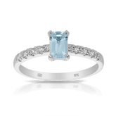 Emerald Cut Aquamarine ring set in 9ct White Gold - Wallace Bishop