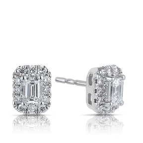 Emerald cut online diamond earrings studs