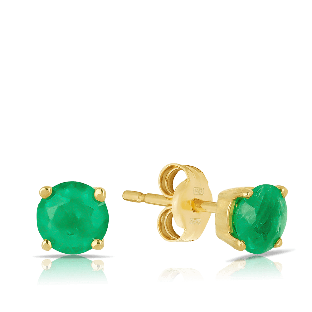 Emerald Earrings in 9ct Yellow Gold - Wallace Bishop