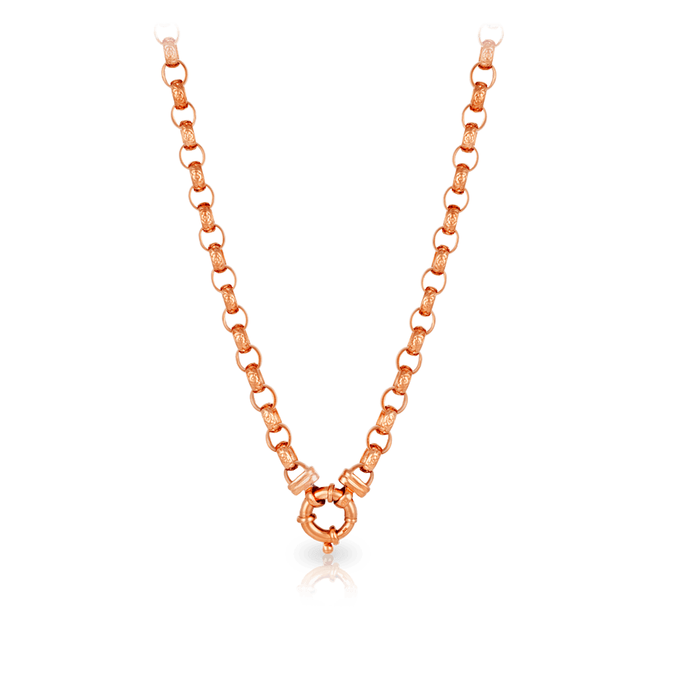 Engraved Oval Belcher Euro Necklace in 9ct Rose Gold - Wallace Bishop