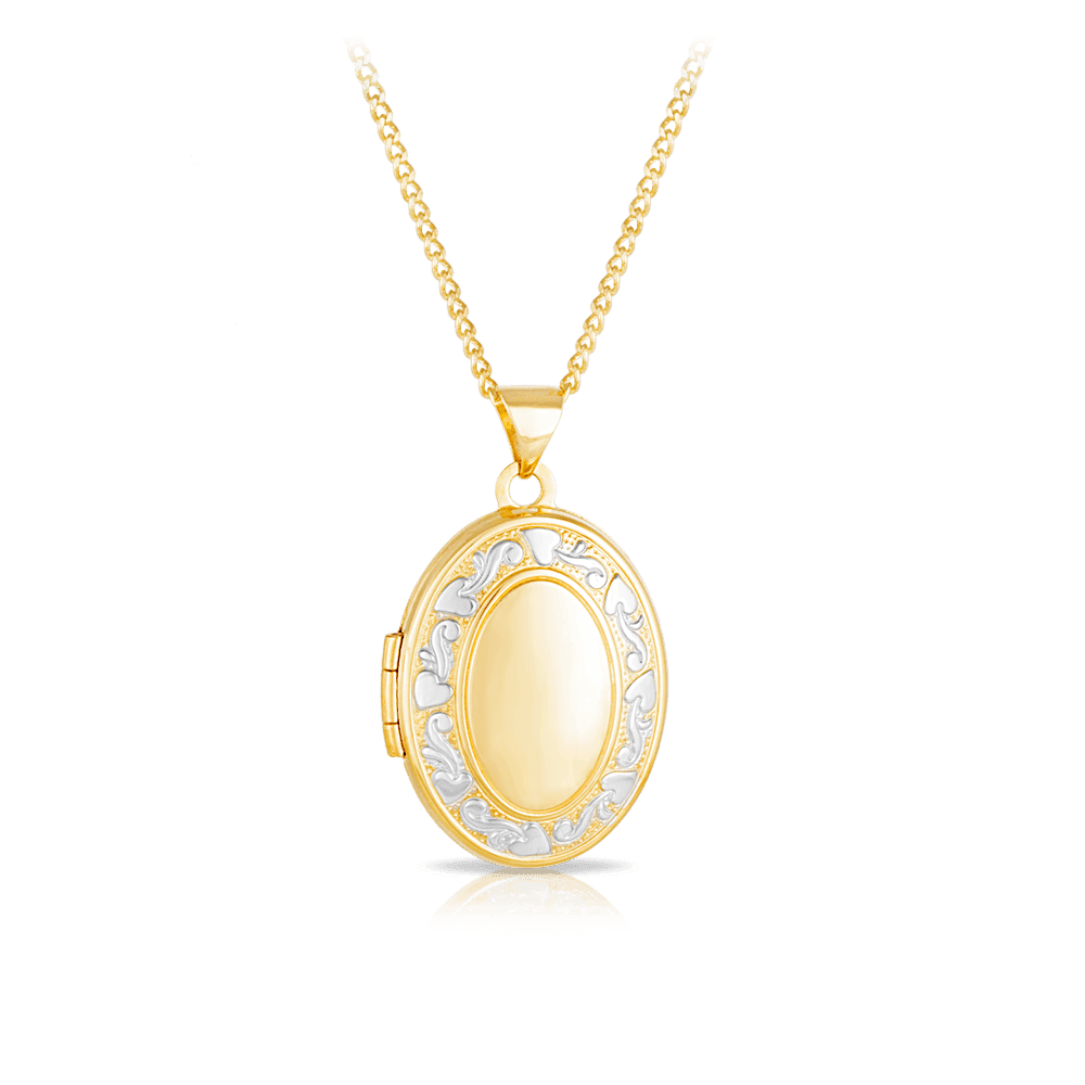 Engraved Oval Locket in 9ct Yellow Gold - Wallace Bishop