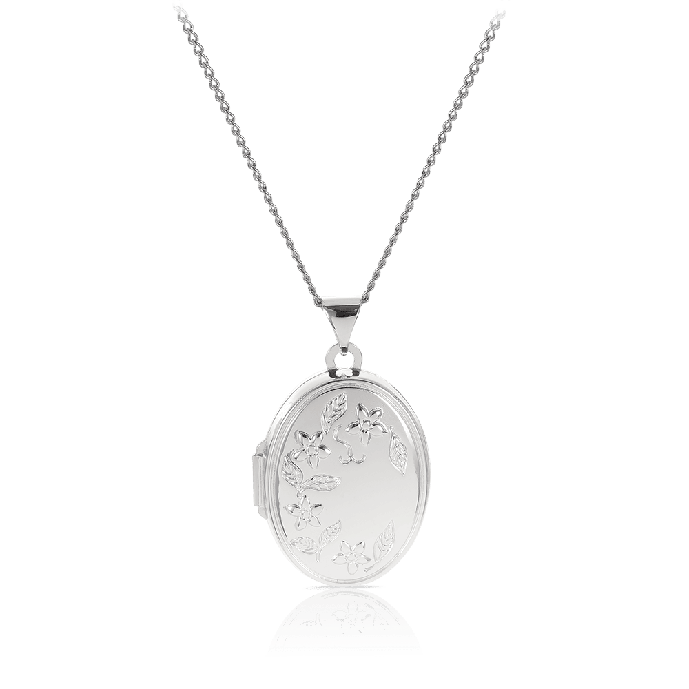 Engraved Oval Locket in Sterling Silver - Wallace Bishop