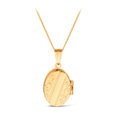 Engraved Oval Locket Pendant in 9ct Yellow Gold - Wallace Bishop