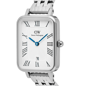 Daniel Wellington Quadro Roman Numerals Date 5-link Silver