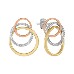 Eternal® Three Tone Diamond Earrings in 9ct Rose, White and Yellow Gold - Wallace Bishop