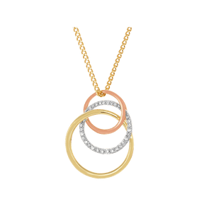 Eternal® Three Tone Diamond Pendant in 9ct Rose, White and Yellow Gold - Wallace Bishop