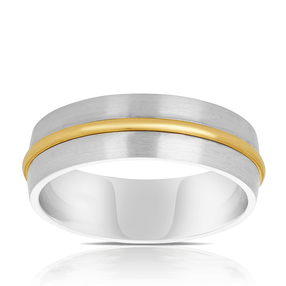 Ezi Pattern Wedder Ring in 9ct White and Yellow Gold - Wallace Bishop