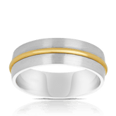Ezi Pattern Wedder Ring in 9ct White and Yellow Gold - Wallace Bishop