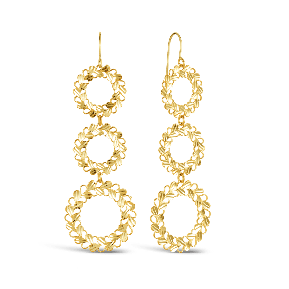 Fancy Circle Filigree Drop Earrings in 9ct Yellow Gold - Wallace Bishop