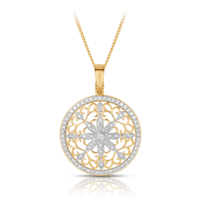 Fancy Circle Pendant in 9ct Yellow Gold - Wallace Bishop