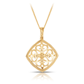 Fancy Filigree Diamond Pendant in 9ct Yellow Gold - Wallace Bishop